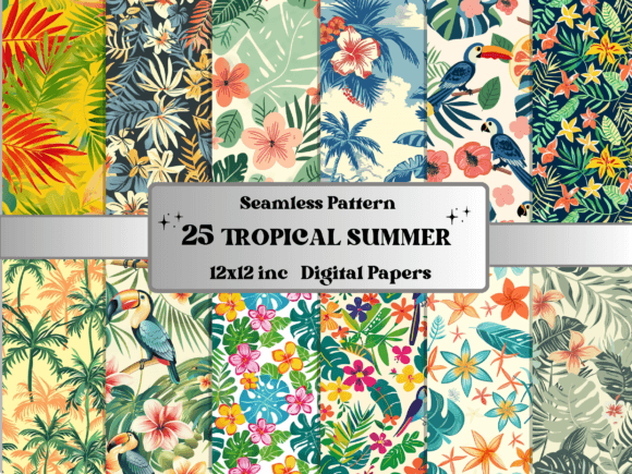 Download Seamless Tropical Summer Pattern Paper - Summer pattern Collection