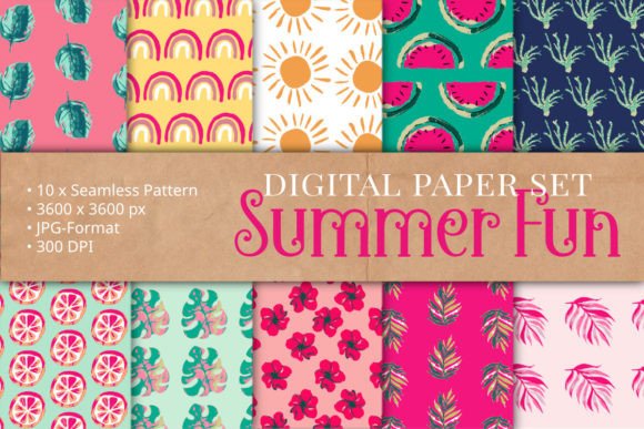 Download Summer Fun - Tropical Summer Pattern Set - Summer pattern Collection