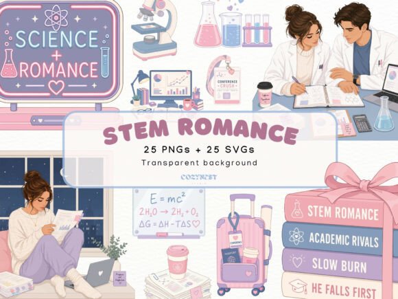 Download STEM Romance Cliparts, Book Lovers PNG - Premium Resources