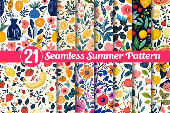 Download Seamless Botanical Summer Pattern - Summer pattern Collection