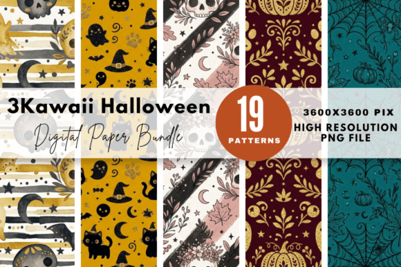 Download Kawaii Halloween Digital Paper Bundle - Premium Bundle