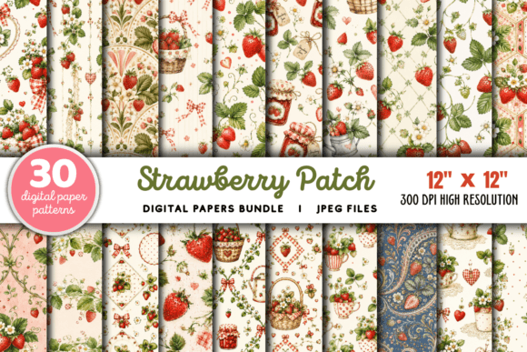 Download Strawberry Patch Summer Pattern Bundle - Summer pattern Collection