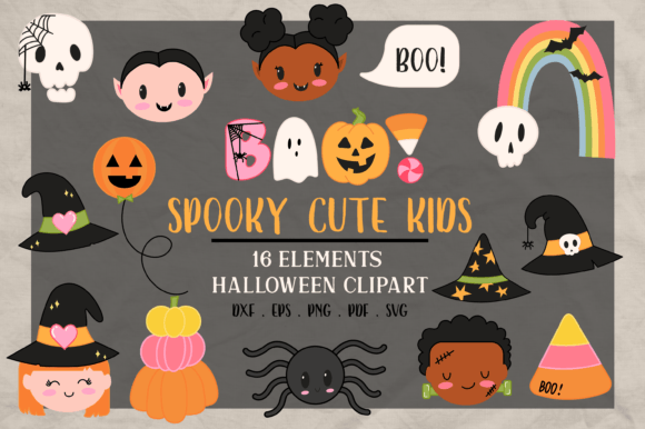 Download Spooky Cute Kids Halloween Clipart Svg - Kids halloween Collection